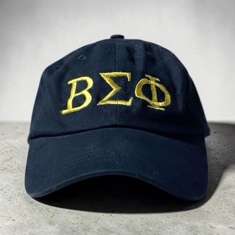 Vintage Beta Sigma Phi Sorority Hat Adult Adjustable OSFA Black Embroidered